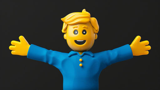Yellow person with arms spread, ready to hug, smiling