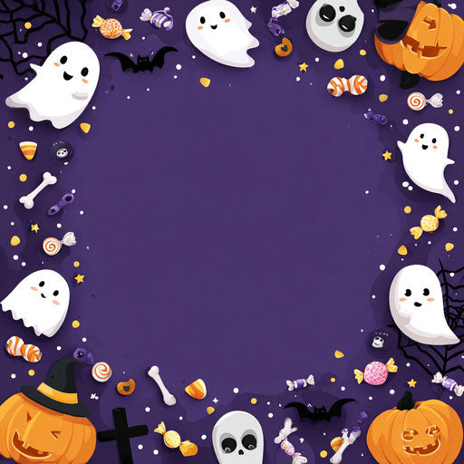 Halloween Frame with Friendly Ghosts and Pumpkins