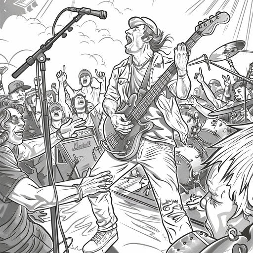 Rock band performing with excited fans