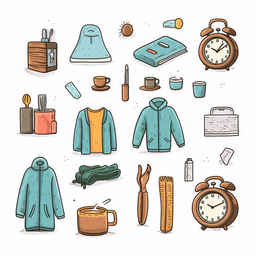 Minimalist daily routine on white background