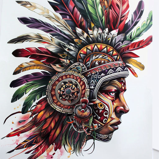 Neo-traditional Aztec warrior tattoo design