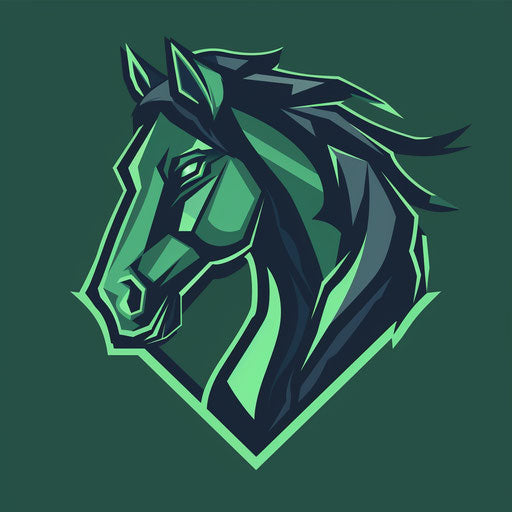 Professional horse logo with geometric shapes and green background