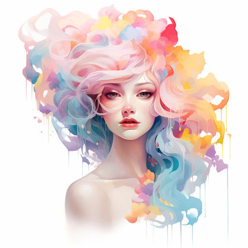 Human illustration in the style of Pastel Colors Art, on white background