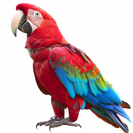 Parrot clipart in a photo realistic style on flat white background