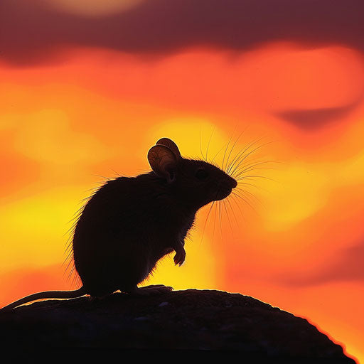 Mouse silhouette against a vibrant sunset