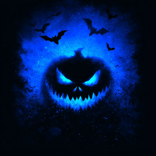 Glowing Jack-o'-lantern on a Blue Background
