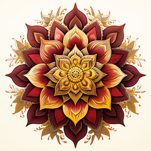Indian flower in maroon and amber style