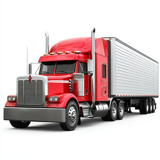 Realistic clipart of a tractor trailer, high resolution, isolated