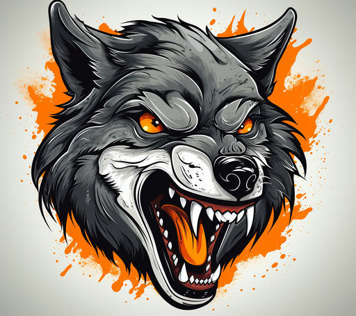 Vector illustration of aggressive wolf mascot