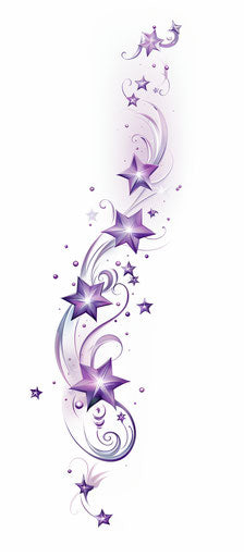 Star tattoo design ideas, silver and purple style