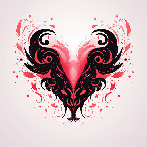 Red and black heart shaped wings in vector