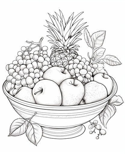 Fruit bowl in photorealistic pastiche style