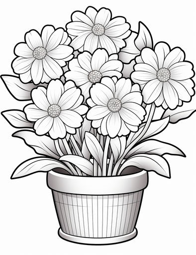 Flowers for kids in pot coloring pages photo 3