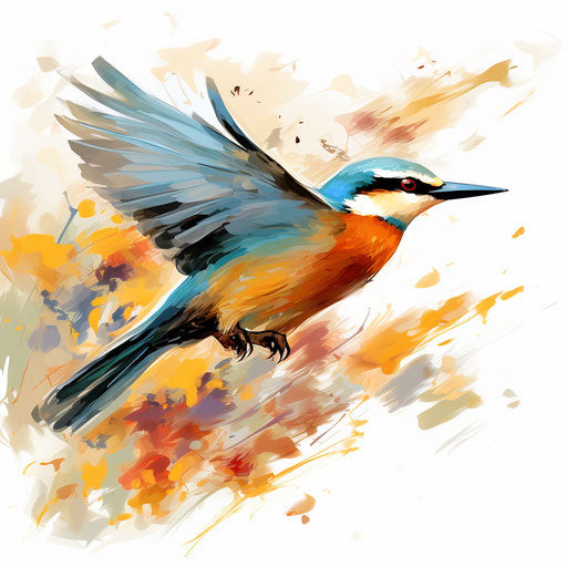 Bird clipart in the style of Impressionistic Art, on a white background