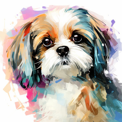Shih tzu clipart in the style of Impressionistic Art, on a white background