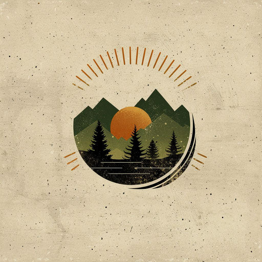 Online logo with vintage fonts and earthy tones, on a textured paper background