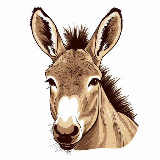 Minimalist donkey illustration on white background