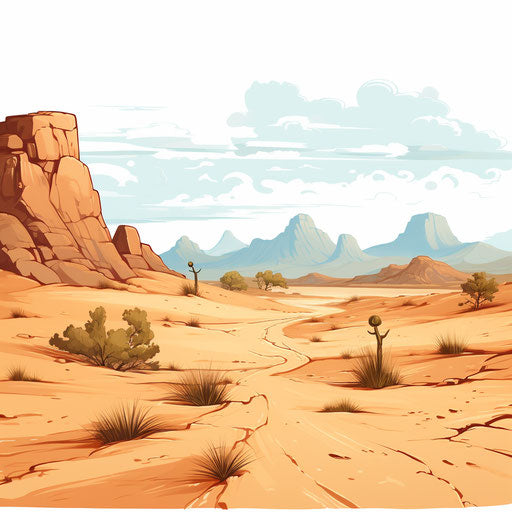 Desert in the style of oil painting on white background