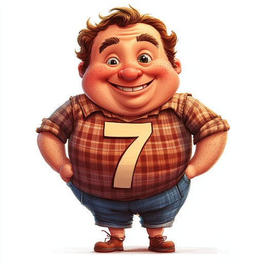 Humorous caricature of a number 7 cartoon clipart