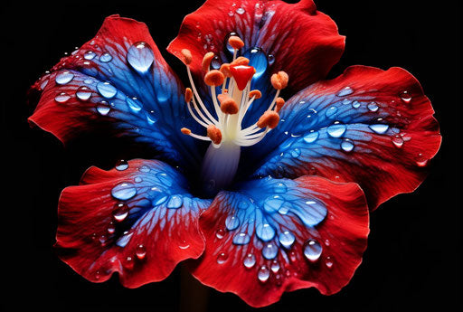 Blue flower with red tips