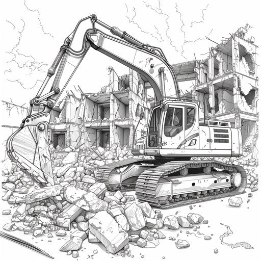 Bulldozer demolishing old building at site