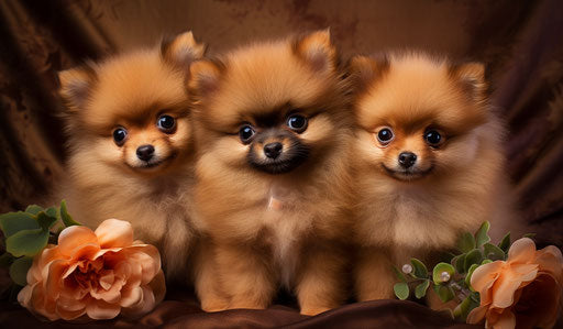 Photos and information of Pomeranian puppies, in dark orange and light bronze style, soft-focus technique 12:7