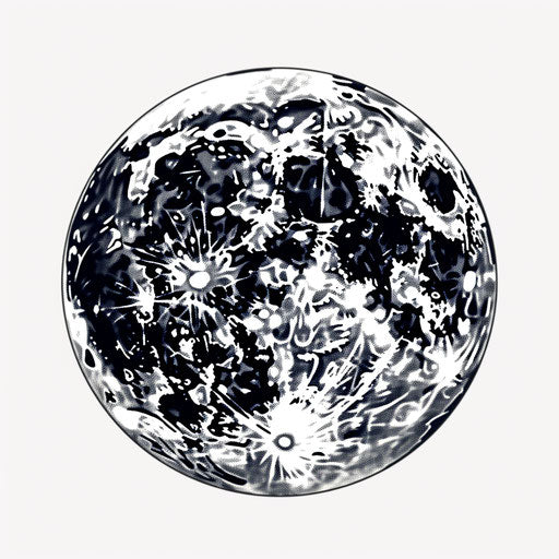 Minimalist style full moon clipart on white background