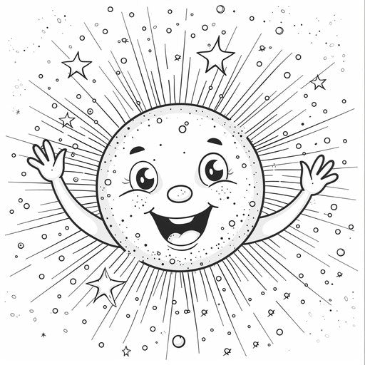 Happy sun in a coloring book