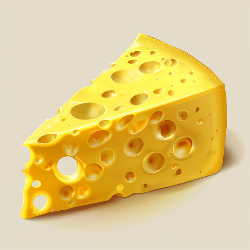 Photo-realistic cheese clipart on flat white background