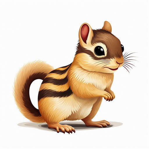 Chipmunk clipart in the style of Chiaroscuro Art, on white background