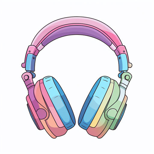 Headphones illustration in the style of Pastel Colors Art