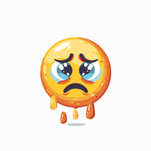 Crying face emoji style on white background