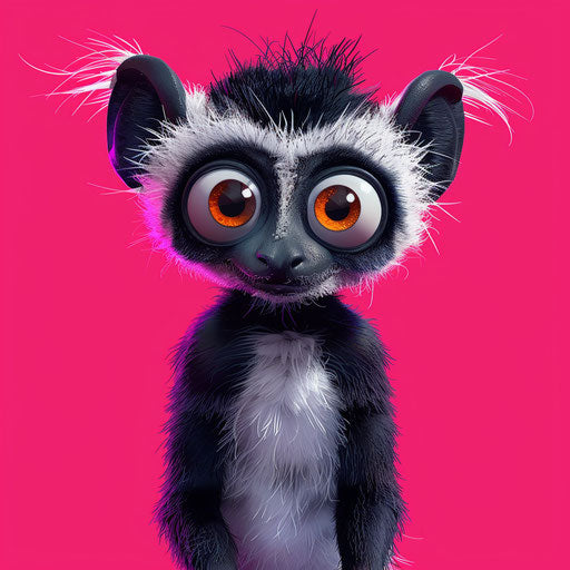 Illustration of cute animal on bright magenta background