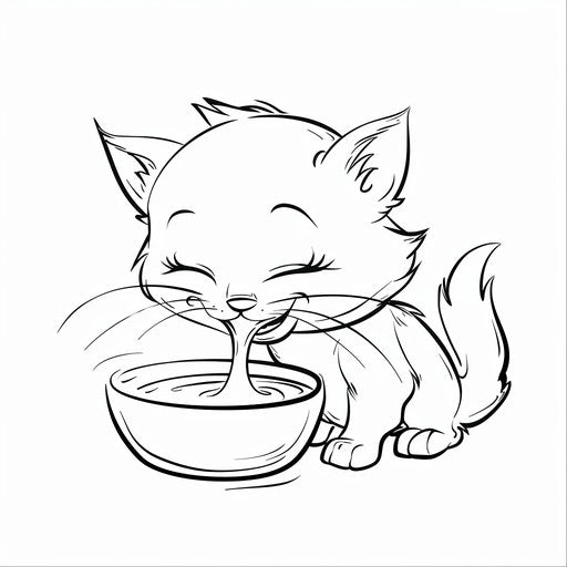 Cat drinking milk from a bowl