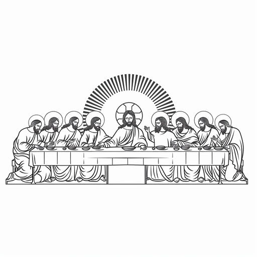 Minimalist Last Supper in black and white