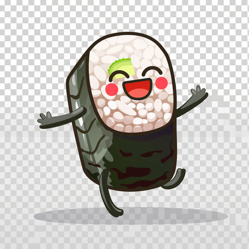 Cute sushi roll character dancing