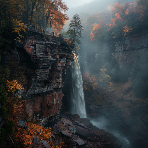 Kaaterskill Falls, New York, dark overcast conditions, Marc Adamus style