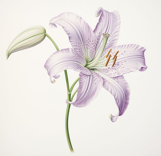 White lily in Persian miniature style, subtle chromatic purity