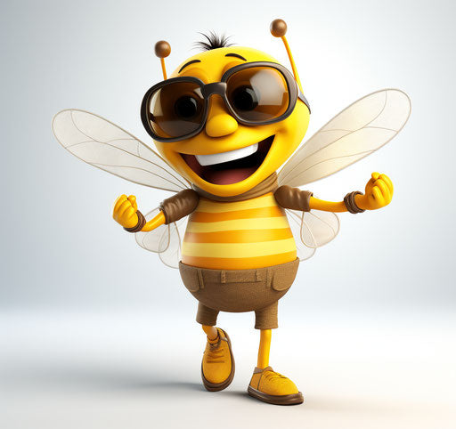 Happy bee with sunglasses in energetic cartoon style