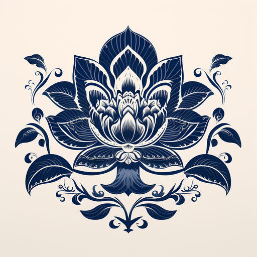 Lotus flower drawing in bold black outlines on white background