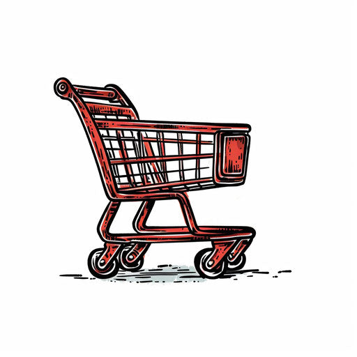 Minimalist shopping cart clipart, on white background