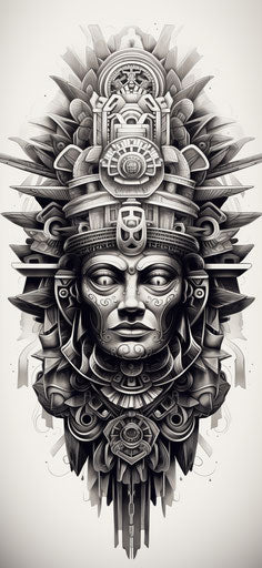 Black and white mandala arta design, Mayan style