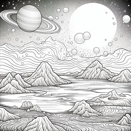 Saturn coloring pages: top 62 free, light sky-blue and purple, pointillist techniques, whimsical drawings