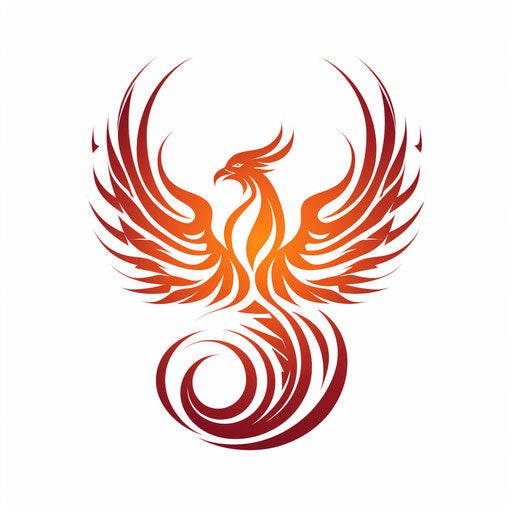 Red fire phoenix vector logo isolated on white