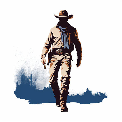 Minimalist cowboy clip art on white background