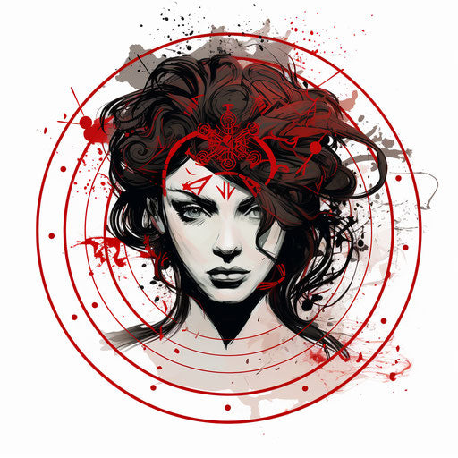 Zodiac sign with woman's head on empty white background