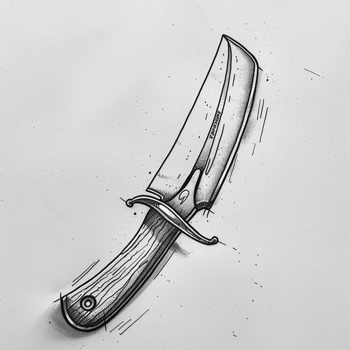 Stylish sketch of a straight razor with elegant handle
