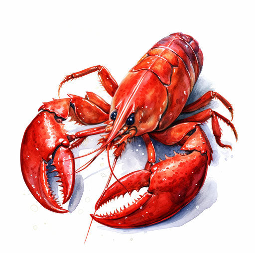 Crawfish clipart in the style of oil painting, on white background