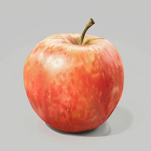 Apple clipart in realistic style with flat blue background