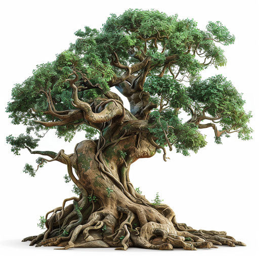 Realistic tree of life illustration on white background